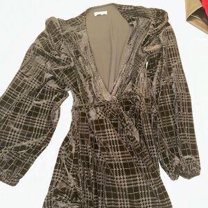 Gianni bini plaid velvet wrap dress L